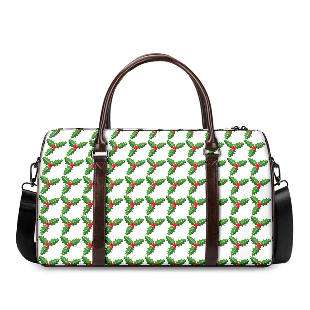 Christmas Holly Berry Pattern Print Duffle Bag