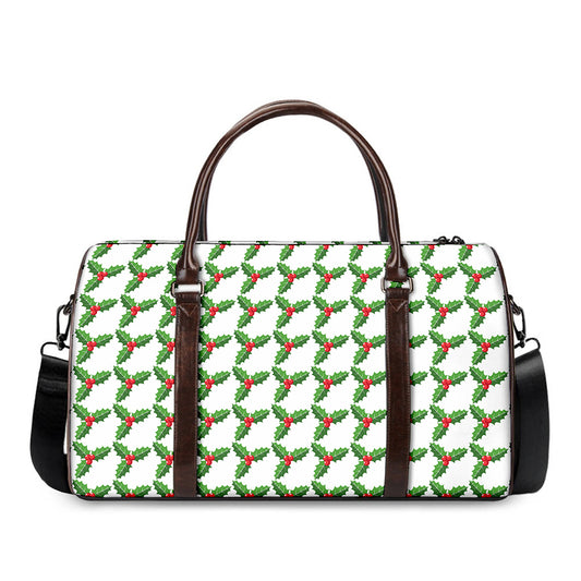 Christmas Holly Berry Pattern Print Duffle Bag