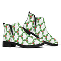 Christmas Holly Berry Pattern Print Flat Ankle Boots
