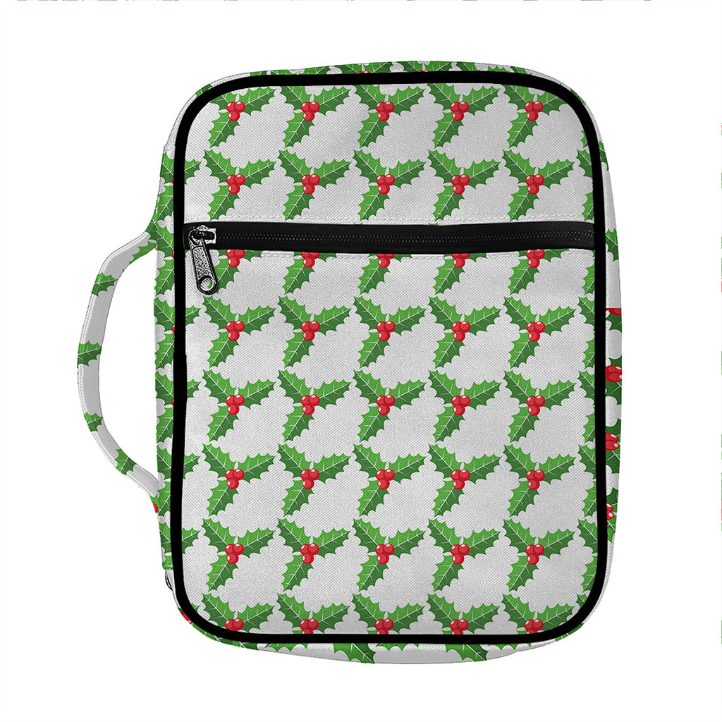 Christmas Holly Berry Pattern Print Front Pocket Bible Bag