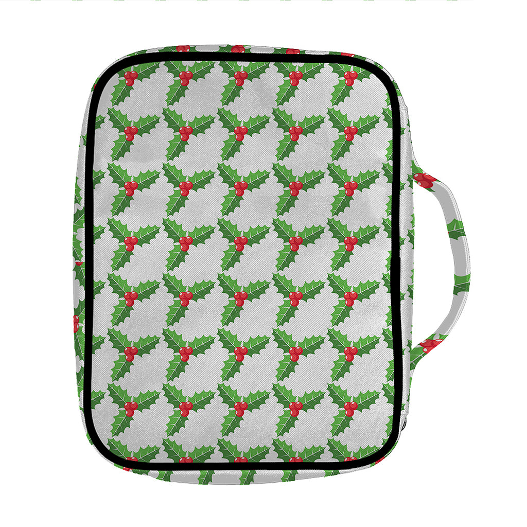 Christmas Holly Berry Pattern Print Front Pocket Bible Bag