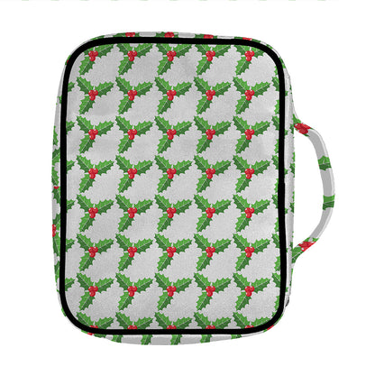 Christmas Holly Berry Pattern Print Front Pocket Bible Bag