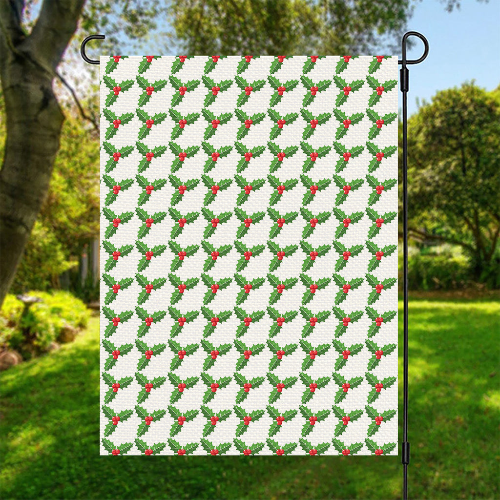 Christmas Holly Berry Pattern Print Garden Flag