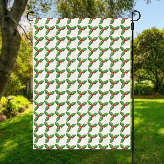 Christmas Holly Berry Pattern Print Garden Flag