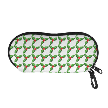 Christmas Holly Berry Pattern Print Glasses Case