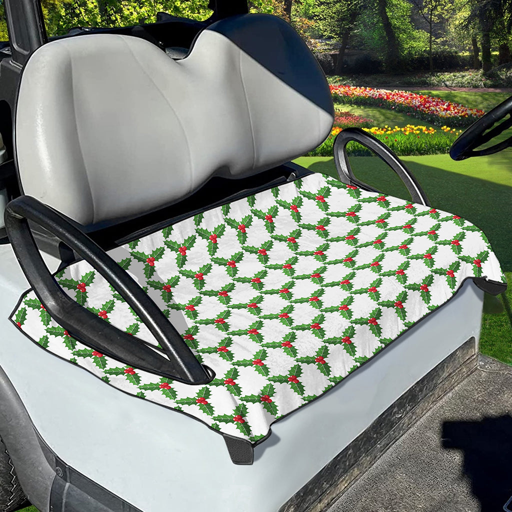 Christmas Holly Berry Pattern Print Golf Cart Seat Cover