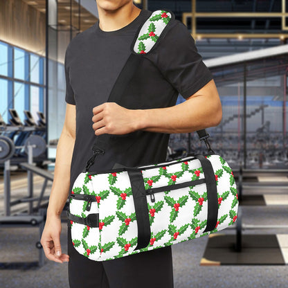 Christmas Holly Berry Pattern Print Gym Bag