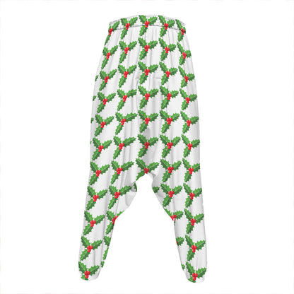 Christmas Holly Berry Pattern Print Hammer Pants