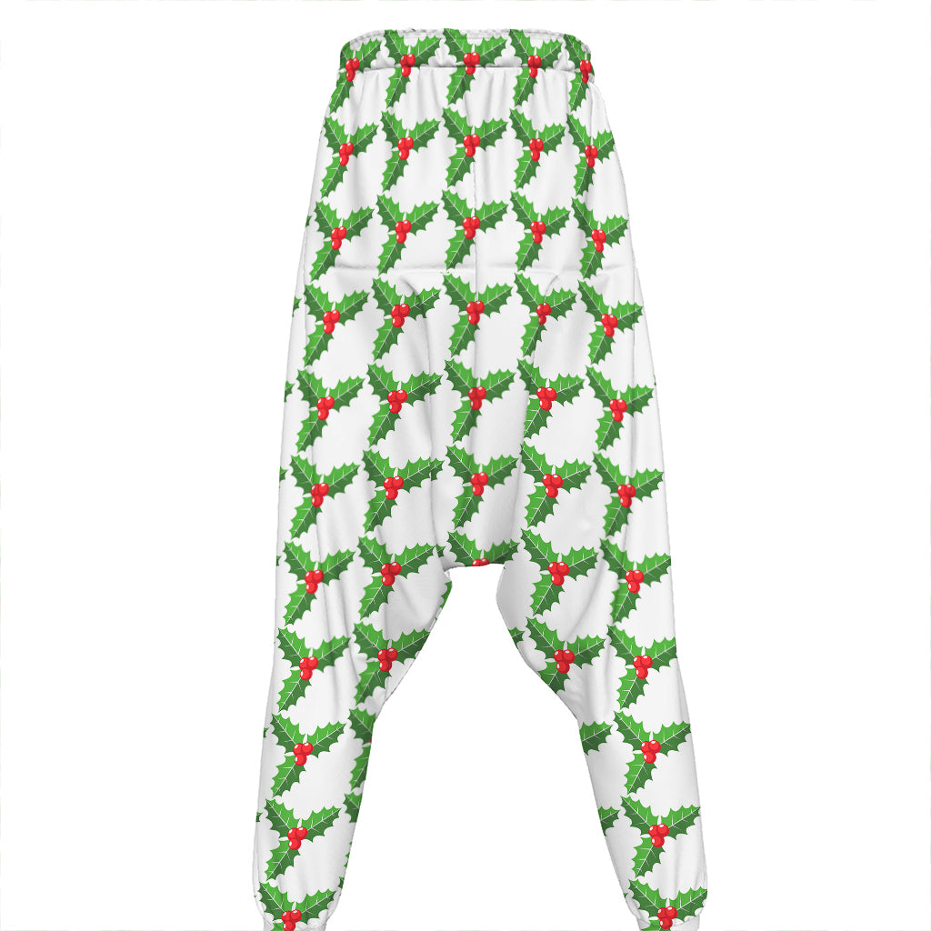 Christmas Holly Berry Pattern Print Hammer Pants