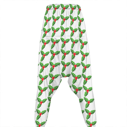 Christmas Holly Berry Pattern Print Hammer Pants