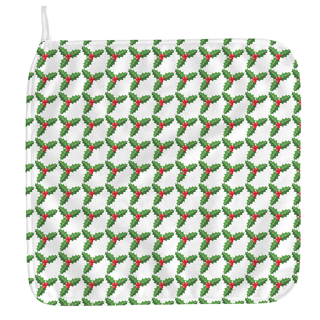 Christmas Holly Berry Pattern Print Hand Towel