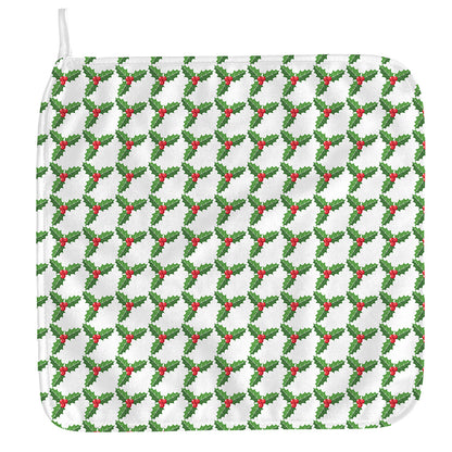 Christmas Holly Berry Pattern Print Hand Towel