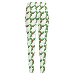 Christmas Holly Berry Pattern Print High-Waisted Pocket Leggings