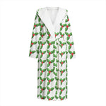 Christmas Holly Berry Pattern Print Hooded Bathrobe