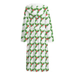 Christmas Holly Berry Pattern Print Hooded Bathrobe