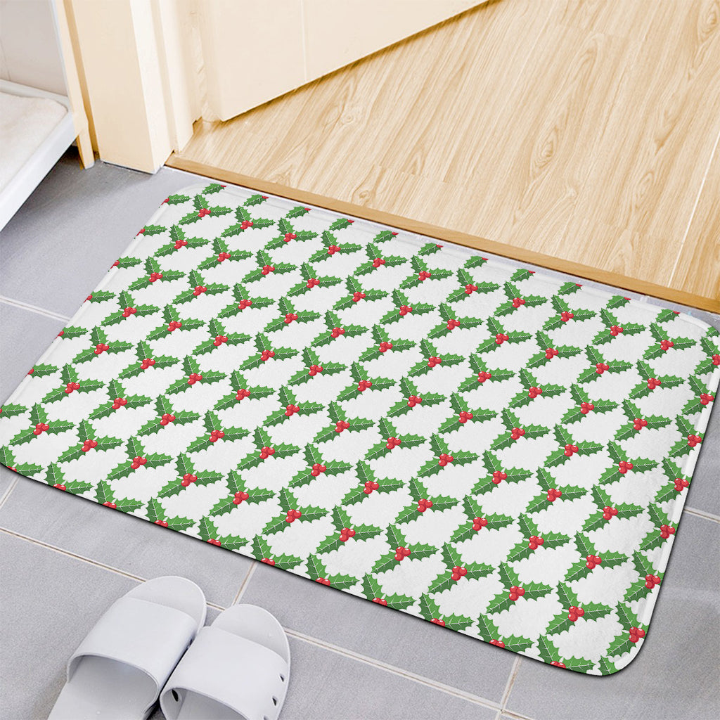 Christmas Holly Berry Pattern Print Indoor Door Mat