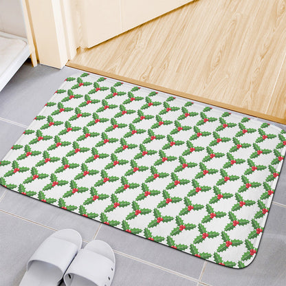 Christmas Holly Berry Pattern Print Indoor Door Mat
