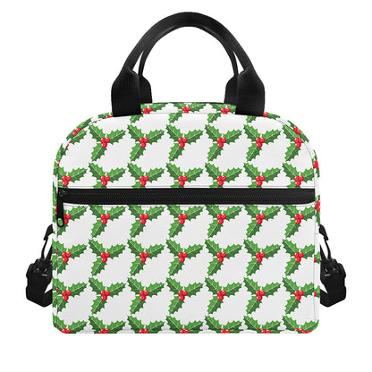 Christmas Holly Berry Pattern Print Insulated Lunch Bag