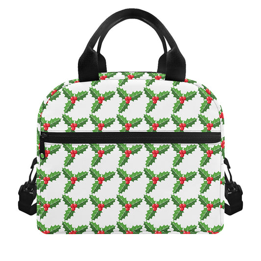 Christmas Holly Berry Pattern Print Insulated Lunch Bag