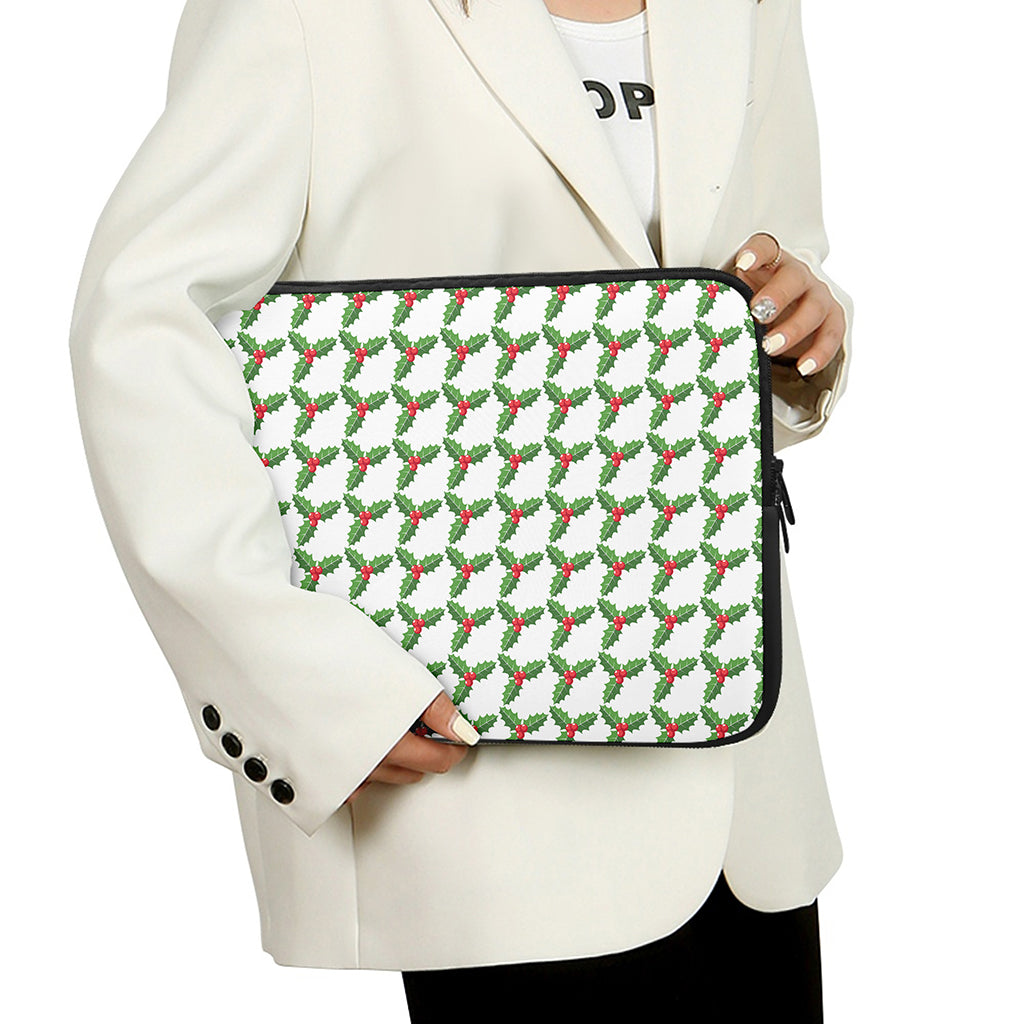 Christmas Holly Berry Pattern Print Laptop Sleeve