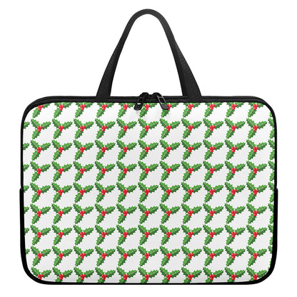 Christmas Holly Berry Pattern Print Laptop Sleeve With Handle