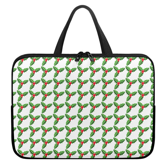 Christmas Holly Berry Pattern Print Laptop Sleeve With Handle