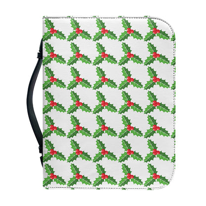 Christmas Holly Berry Pattern Print Leather Bible Cover