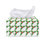 Christmas Holly Berry Pattern Print Leather Tissue Box Cover