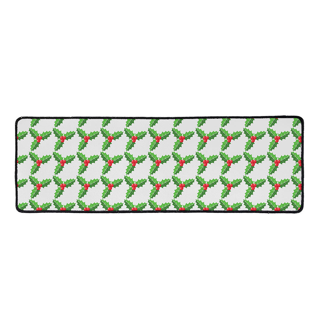 Christmas Holly Berry Pattern Print Long Kitchen Mat