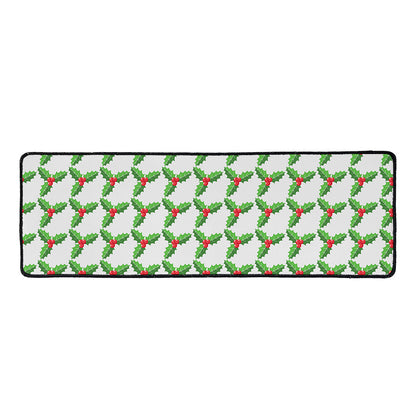 Christmas Holly Berry Pattern Print Long Kitchen Mat