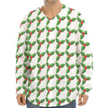 Christmas Holly Berry Pattern Print Long Sleeve Baseball Jersey