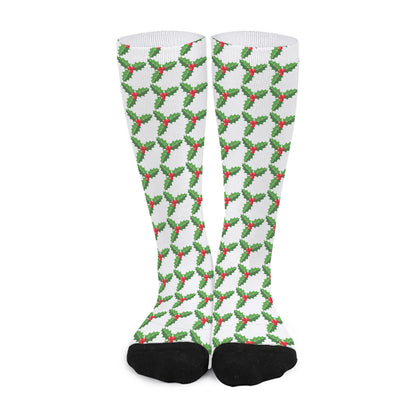 Christmas Holly Berry Pattern Print Long Socks