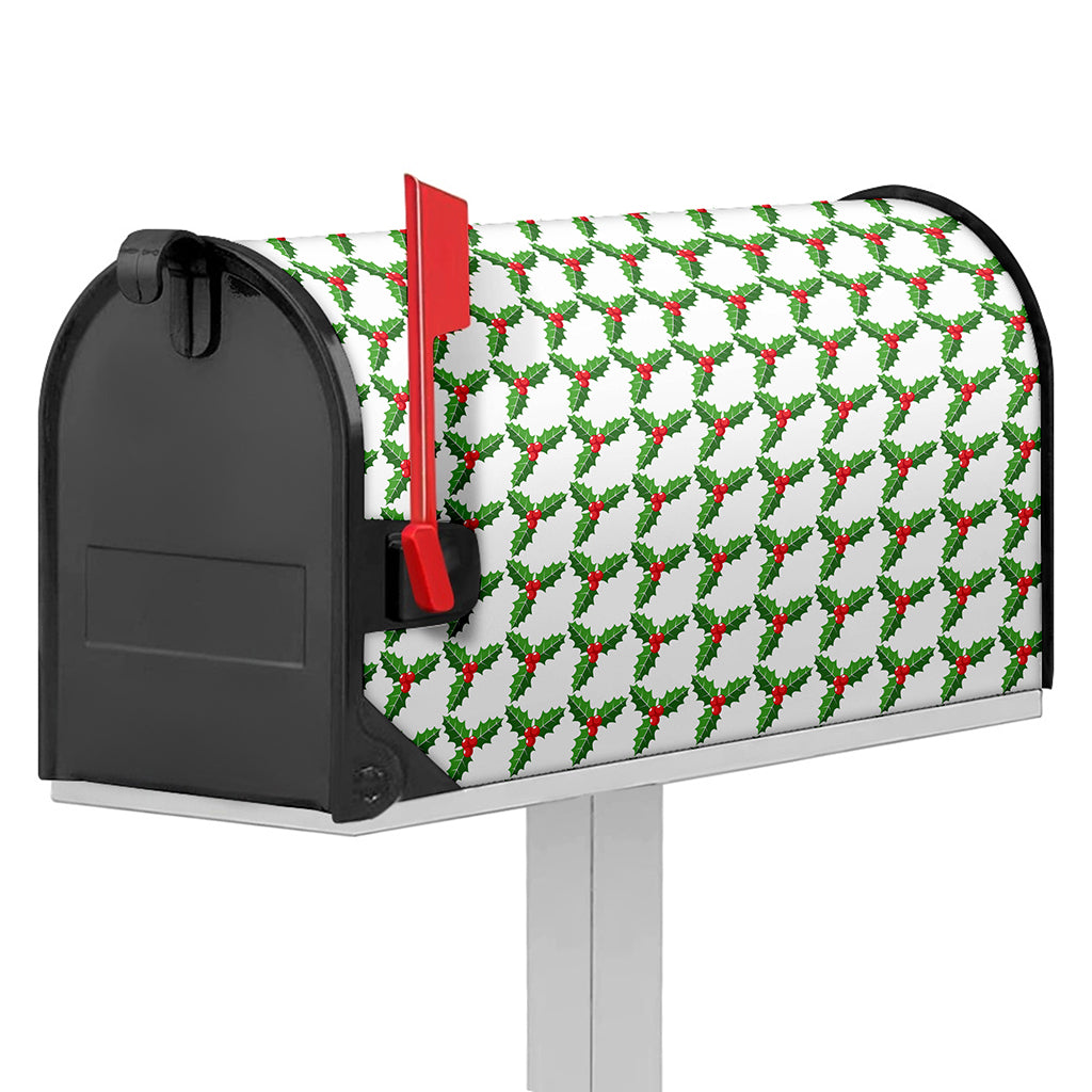 Christmas Holly Berry Pattern Print Mailbox Cover