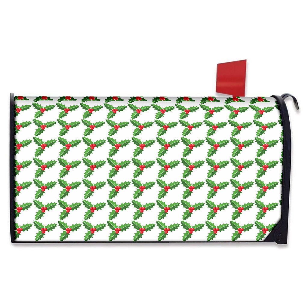 Christmas Holly Berry Pattern Print Mailbox Cover