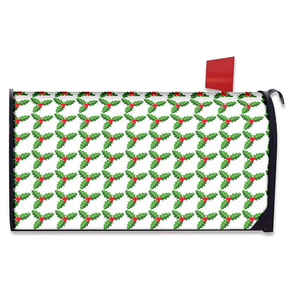 Christmas Holly Berry Pattern Print Mailbox Cover