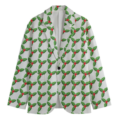 Christmas Holly Berry Pattern Print Men's Blazer