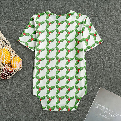 Christmas Holly Berry Pattern Print Men's Bodysuit