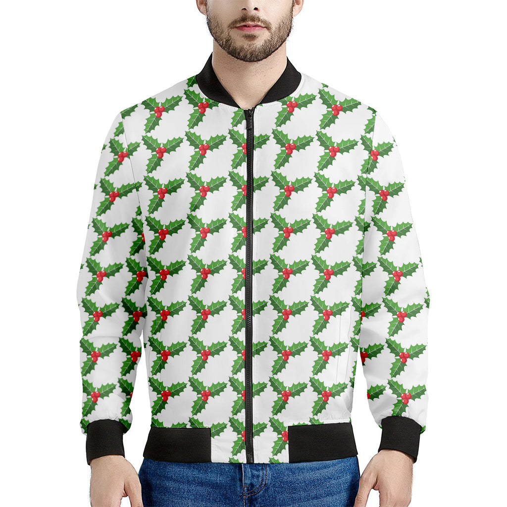 Christmas Holly Berry Pattern Print Men's Bomber Jacket
