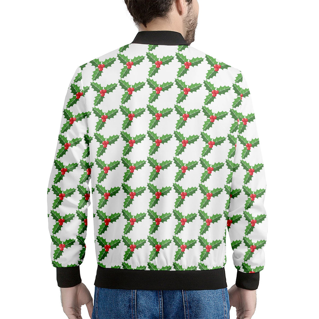 Christmas Holly Berry Pattern Print Men's Bomber Jacket