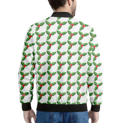 Christmas Holly Berry Pattern Print Men's Bomber Jacket