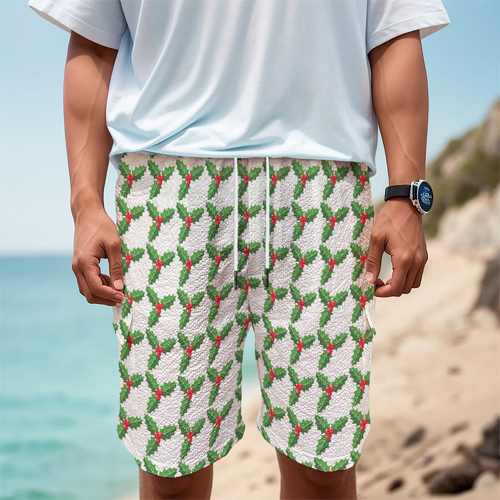 Christmas Holly Berry Pattern Print Men's Cargo Shorts