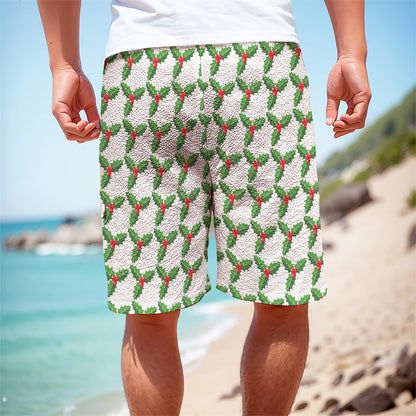 Christmas Holly Berry Pattern Print Men's Cargo Shorts