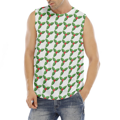 Christmas Holly Berry Pattern Print Men's Fitness Tank Top