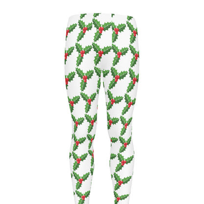 Christmas Holly Berry Pattern Print Men's leggings