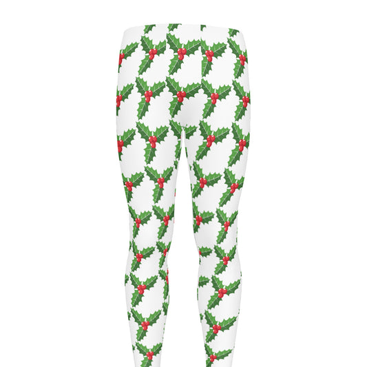 Christmas Holly Berry Pattern Print Men's leggings