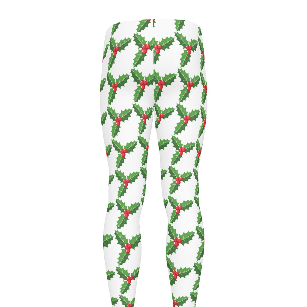 Christmas Holly Berry Pattern Print Men's leggings