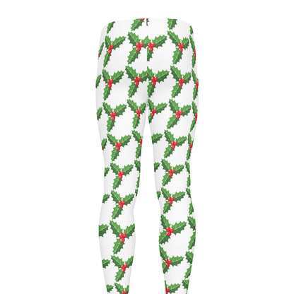 Christmas Holly Berry Pattern Print Men's leggings
