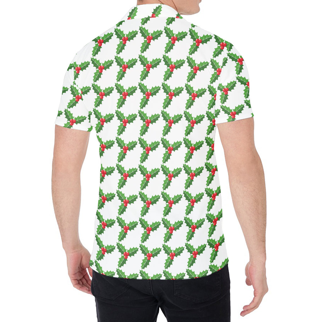 Christmas Holly Berry Pattern Print Men's Shirt