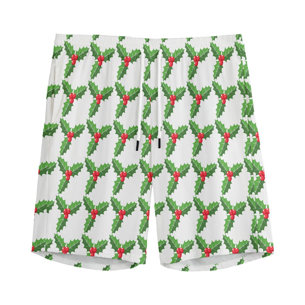 Christmas Holly Berry Pattern Print Men's Sports Shorts