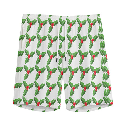 Christmas Holly Berry Pattern Print Men's Sports Shorts